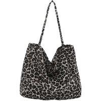 Unisex Retro Leopard Velvet Tote Bag - Large Capacity Shoulder Handbag (Black/Brown, Velvet, Lightweight, Student Style)