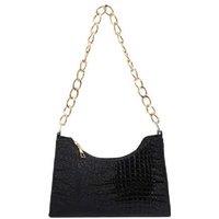 Unisex White Crocodile-Texture Chain Baguette Shoulder Bag - Lightweight, Versatile, Stylish