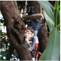 Resin Swing Elf Garden Ornament - Weather-Resistant Outdoor Decor