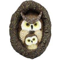 Mother and Child Owl Garden Ornament - Weather-Resistant Resin Outdoor Decor
