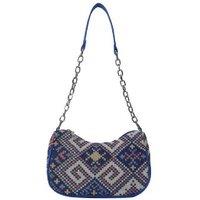 Unisex Blue Ethnic Style Small Square Shoulder Bag - Lightweight, Versatile, Wear-Resistant