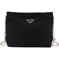 Unisex Black Oxford Cloth Diamond Chain Crossbody Bucket Bag - Lightweight, Versatile Shoulder Purse