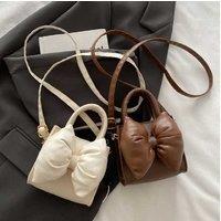 Unisex White Crossbody Small Square Purse - Lightweight Bow Handbag, Multiway Strap, Compact Everyday Bag