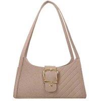 Orange Striped Felt Shoulder Tote - Lightweight Fashion Handbag for Women