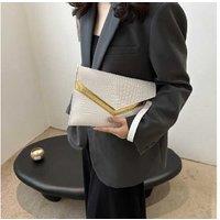 Unisex Black Light Luxury Retro Envelope Bag - Stylish Fabric Clutch Handbag, 28cm, Lightweight & Versatile