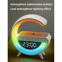 Wireless Charging Ambient Light Bluetooth Speaker - Fast Charger & LED Clock for iPhone, Samsung & More