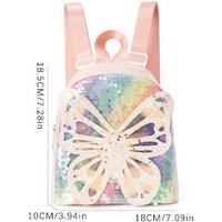 Unisex Black Sequined Kids Mini Backpack - Waterproof, Lightweight, Butterfly Design