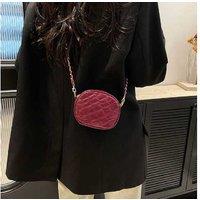 Unisex Pink Diamond Embroidery Vegan Leather Crossbody Chain Bag - Lightweight Designer Purse