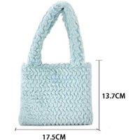 Unisex Blue Plush Handbag - Soft Faux Fur Tote, Lightweight & Versatile Mini Purse