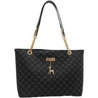 Unisex Brown Retro Chain Print Tote Bag - Lightweight Shoulder & Crossbody Handbag, Large Capacity, Classic Colours
