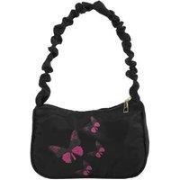 Unisex Black Pleated Vegan Leather Cloud Chain Bag - Adjustable Crossbody Purse, Lightweight & Stylish
