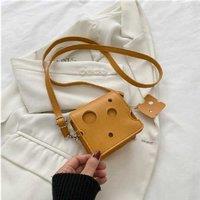 Black Vegan Leather Mini Crossbody Shoulder Bag - Unique Cheese Design, Lightweight, Multi-Compartment Purse
