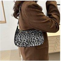 Unisex Black Leopard Print Underarm Shoulder Bag - Lightweight, Versatile, Everyday Purse