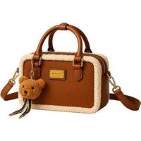 Unisex Brown Ugg- Retro Lamb Wool & Frosted Leather Bowling Crossbody Bag