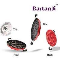 BartanJi Non-Stick 12-Cavity Appam Maker Pan with Stainless Steel Lid - 24cm, Easy-Clean Cookware