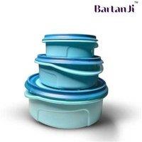 BartanJi Airtight Food Storage Containers - 3pc Set, BPA-Free, Leak-Proof, Stackable Kitchen Organiser