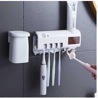 Solar Powered Automatic Toothpaste Dispenser & UV Steriliser Toothbrush Holder - Family Pack, Wall-Mounted, Germ Protection