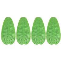 12Pcs PVC Banana Leaf Dining Placemats - Tropical Table Decor Set