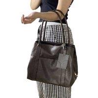 Black Vegan Leather Tote Bag - Three-Layer Shoulder Handbag with Magnetic Snap, Organiser Compartments, Large Capacity (38.5x10x27cm)