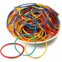 Vibrant Rubber Bands - Flexible 4-Colour Pack of 100 for Office & School Organisation