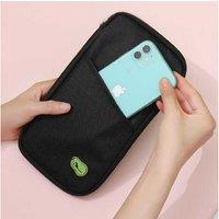 Unisex Black Multifunctional Fabric Card Holder Clutch - Slim Travel Wallet, Unisex, Lightweight