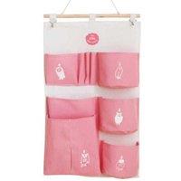 Cotton & Linen Hanging Wall Storage Bag - 7 Pocket Organiser, Minimalist Style