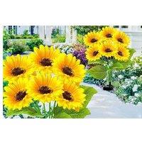 Solar LED Sunflower Path Lights - Waterproof Outdoor Garden Stake Lighting