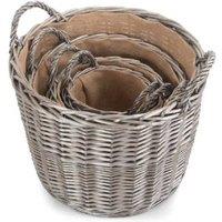 Antique Wicker Log Basket - Double-Wicker, Portable Firewood Storage