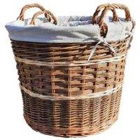 Rustic Willow Log Baskets - Set of 2, Cotton-Lined, Large Storage for Firewood & Outdoor Heating