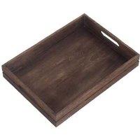 Dark Softwood Serving Tray with Handles - Elegant Tableware, Eco-Friendly, 24x33cm