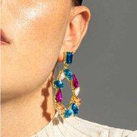 Luxenter Durblai 18ct Gold & White Lacquer Statement Earrings for Women