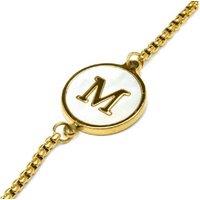 Luxenter Personalised 'M' Mother of Pearl & 18K Gold-Plated Bracelet - Elegant Alphabet Charm, Adjustable, Gift-Ready