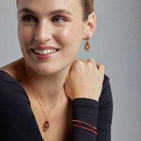 Luxenter Moku 18k Gold Red Crystal Pendant Necklace, Adjustable Boho-Chic Statement Piece, 42cm+3cm