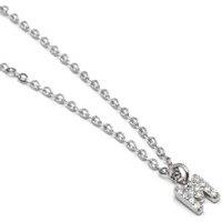 Luxenter M Initial Necklace - Rhodium Plated, Adjustable Silver Chain, Cubic Zirconia Pendant, Personalised Jewellery