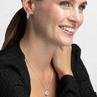 Luxenter Rhodium-Plated Zirconia Alphabet C Personalised Necklace - Adjustable Silver Chain