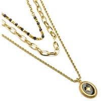 Luxenter 18k Yellow Gold Pendant Necklace - Adjustable Black Lacquer Statement Piece