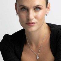 Luxenter Rhodium-Plated Cubic Zirconia Alphabet E Personalised Necklace - Adjustable Silver Chain