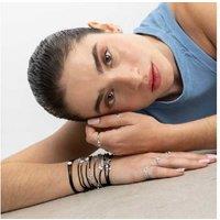 Luxenter Abresh Adjustable Sterling Silver Zirconium Bracelet - 925 Silver, Rhodium Plated, Charm Bangle