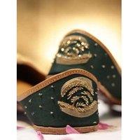 Unisex Black Zoya Embellished Net Gold Punjabi Juttis