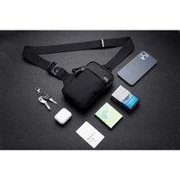 Black Water-Resistant Nylon Sling Crossbody Bag - Lightweight Chest Purse for Men & Women, Adjustable Strap, Large Capacity