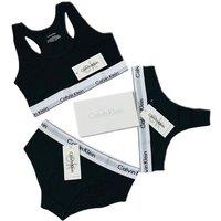 Black Calvin Klein Women's 3 Piece Underwear Set - Bralette, Thong & Briefs Included