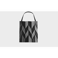 Unisex Black Geometric Diamond Pleated Tote Bag - Lightweight Foldable Shoulder Handbag