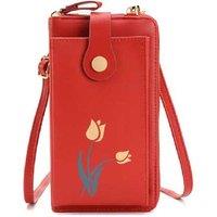 Unisex Black Flower Mini Vertical Phone Crossbody Bag - Lightweight Everyday Purse