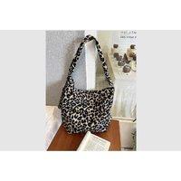 Black Leopard Print Canvas Shoulder Bag for Women - Large Capacity, Adjustable Strap, Everyday Tote