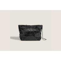 Black Minimalist Triangular-Patch Women's Crossbody Shoulder Bag - Adjustable Strap, Coin Purse, Versatile Style
