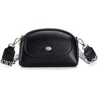Black Women's Vegan Leather Crossbody Phone Bag - Litchi Texture, Adjustable Strap, Compact & Stylish