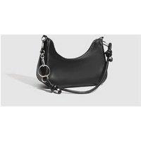 Unisex Vegan Leather Shoulder Bag - Classic Black, Adjustable Strap, Spacious Organiser