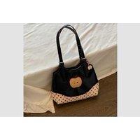 Women's Black Vegan Leather Tote Bag - Adjustable Strap, Lightweight, Everyday Satchel