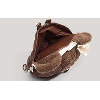 Heart-Shaped Brown Bear Plush Travel Backpack - Soft Short Plush, Lightweight, Everyday Bag