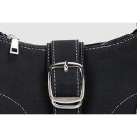 Unisex Classic Black Baguette Shoulder Bag - Adjustable Chain Strap, Durable Finish, Minimalist Style